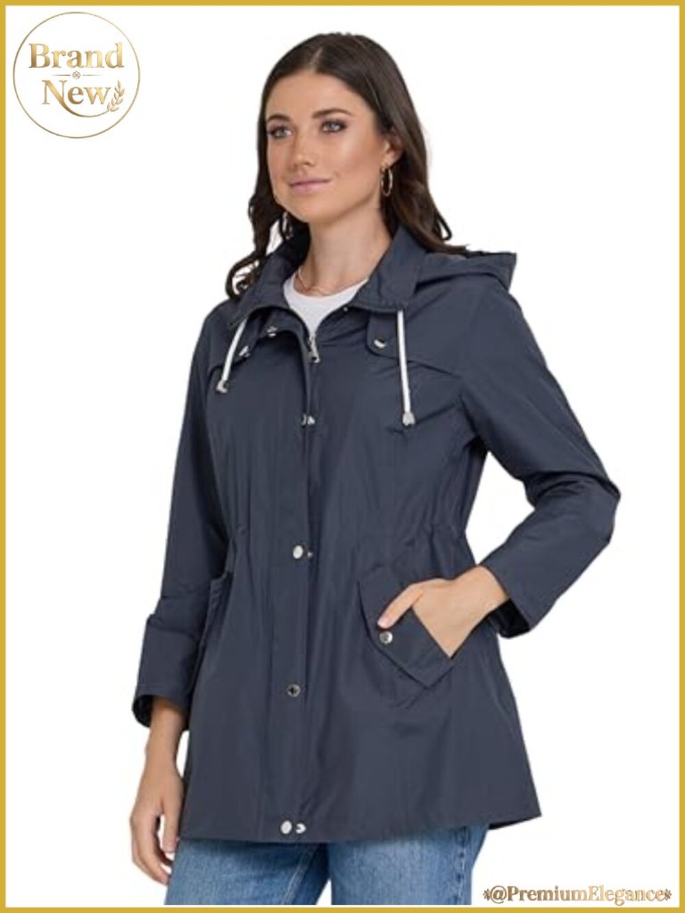 Steve Madden Rain Jacket Women Waterproof Hooded Anorak Windbreaker Coat